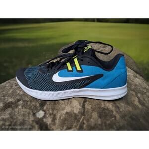 NIKE DOWNSHIFTER 9 GS Shoes Black White Blue Size 5.5Y Unisex Athletic Sneakers